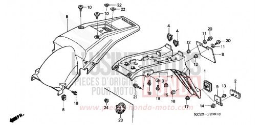 REAR FENDER (XR250R-CL/DK/U) (XR250RT-W) (ED) XR250RV de 1997